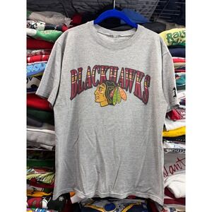 Vintage Starter Chicago Blackhawks NHL T-Shirt Mens Grey Graphic Tee 21x28